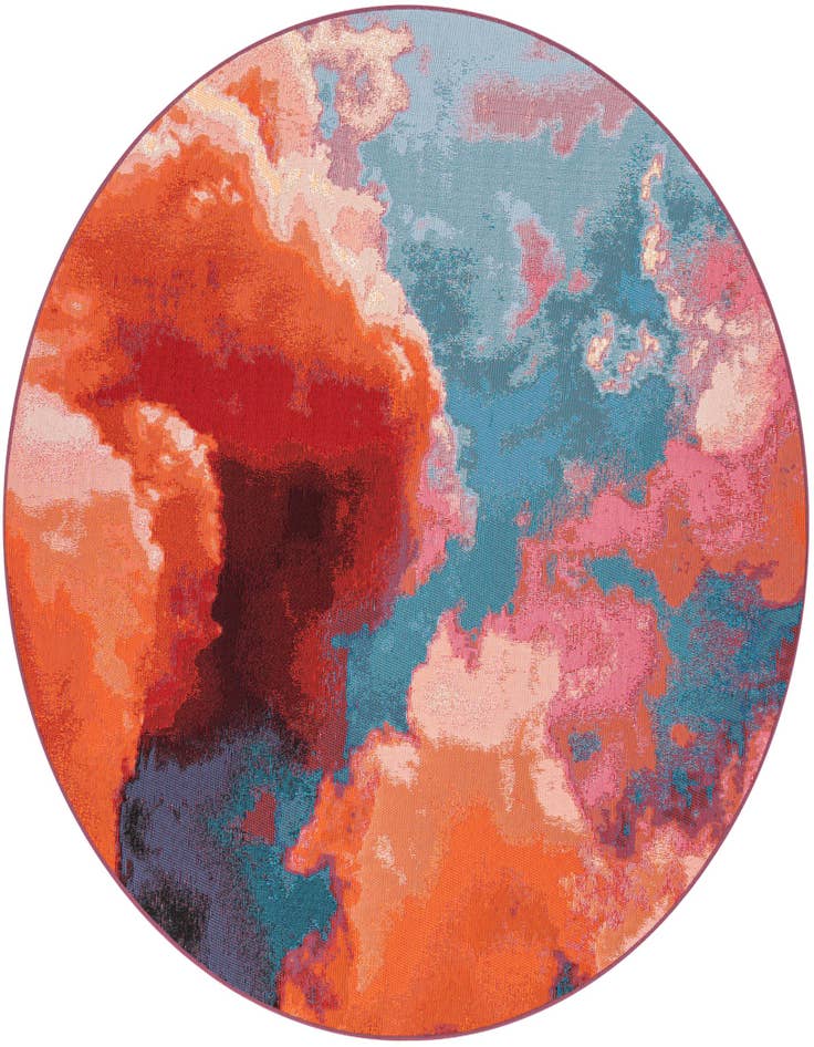 Detail image of 5' 3 x 5' 3 Easy-Clean Modern Indoor / Outdoor Round Rug