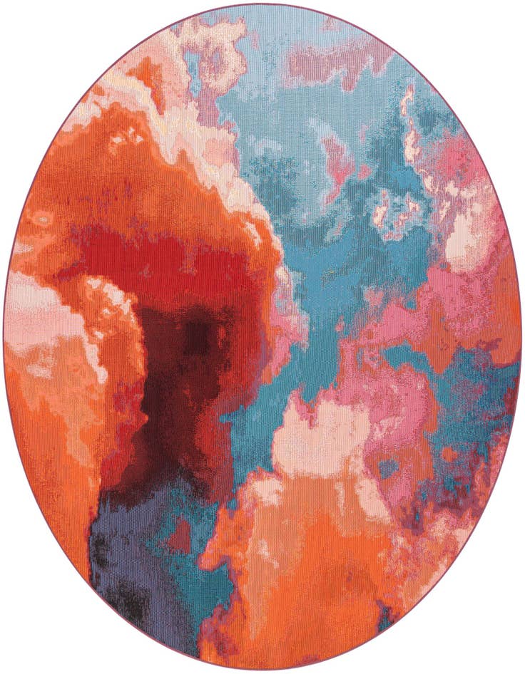 Detail image of 7' 10 x 7' 10 Easy-Clean Modern Indoor / Outdoor Round Rug