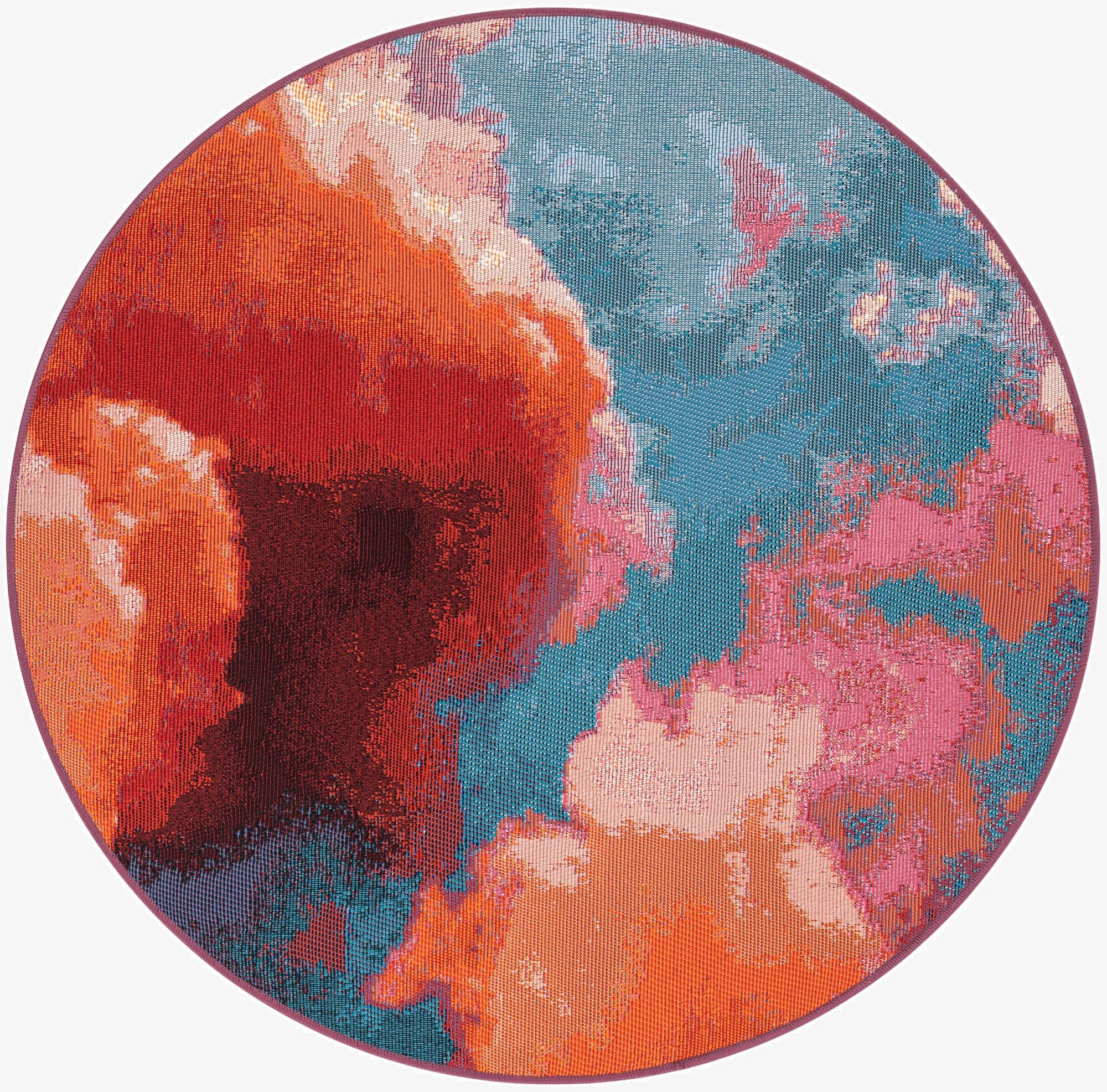 3' 3 x 3' 3  Washable Modern Indoor / Outdoor Round Rug