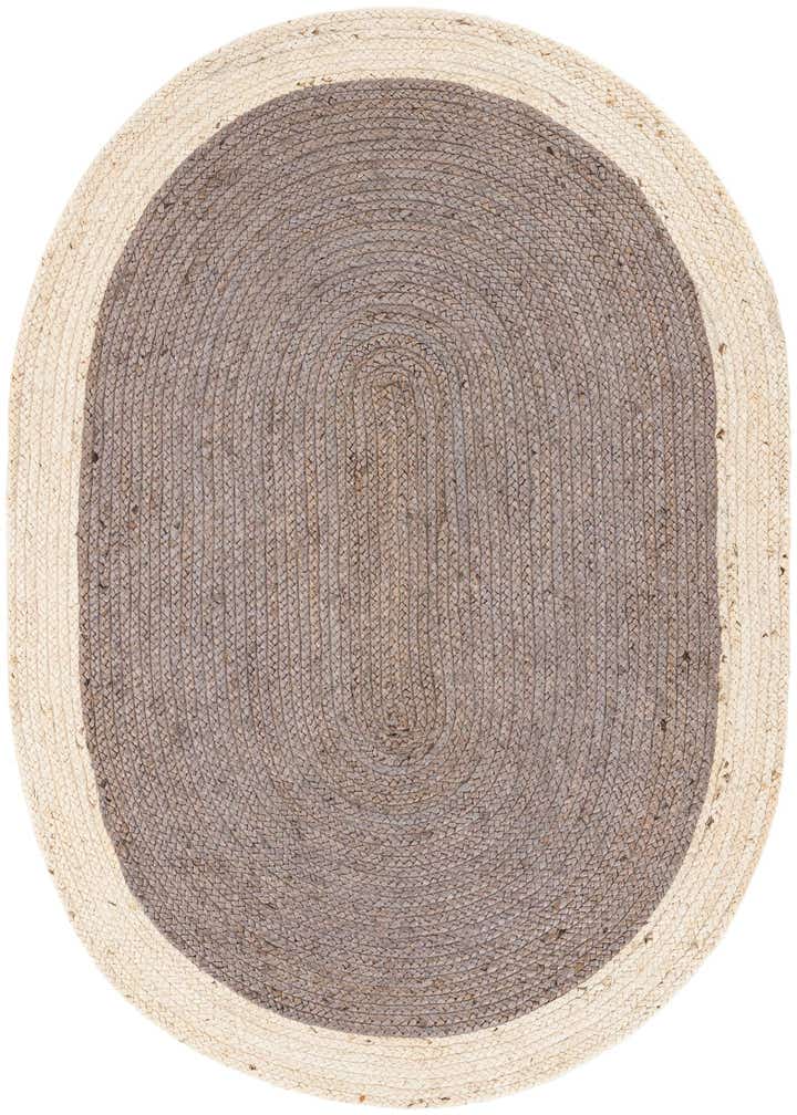 4' 1 x 6' 1 Handmade Braided Jute Oval Rug