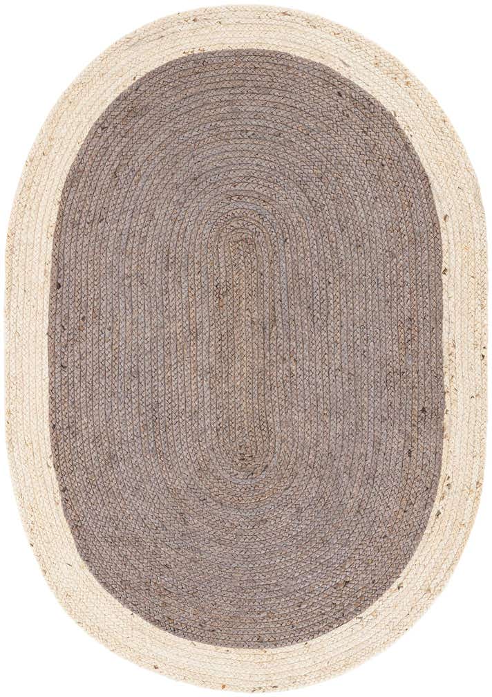4' 1 x 6' 1 Handmade Braided Jute Oval Rug