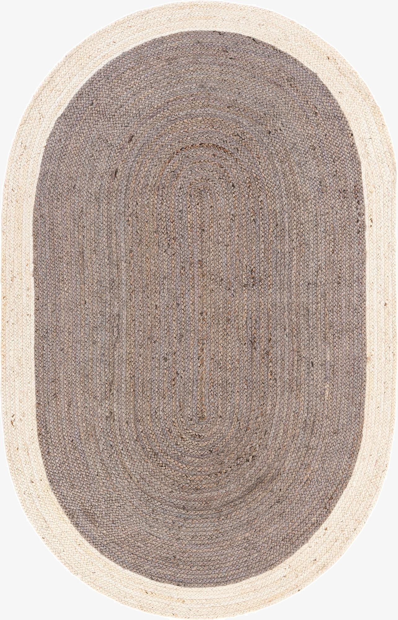 5' 1 x 8'  Hand Braided Jute Oval Rug