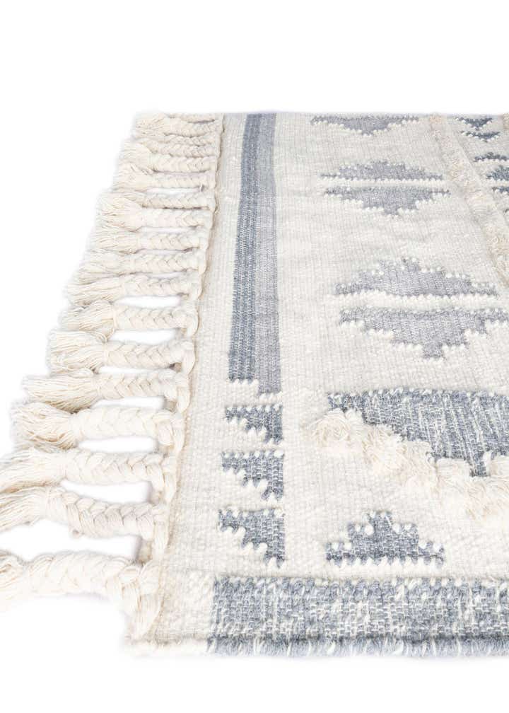 Custom Gray and White Hand Woven Arizona Wool Rug