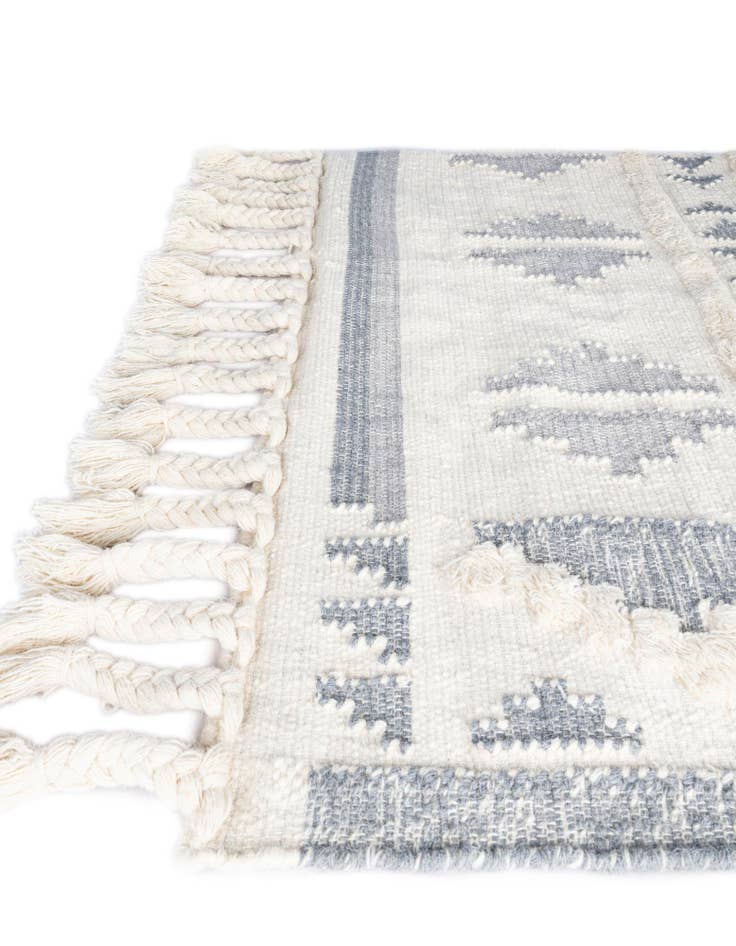 Detail image of Custom Gray and White Hand Woven Arizona Wool Rug
