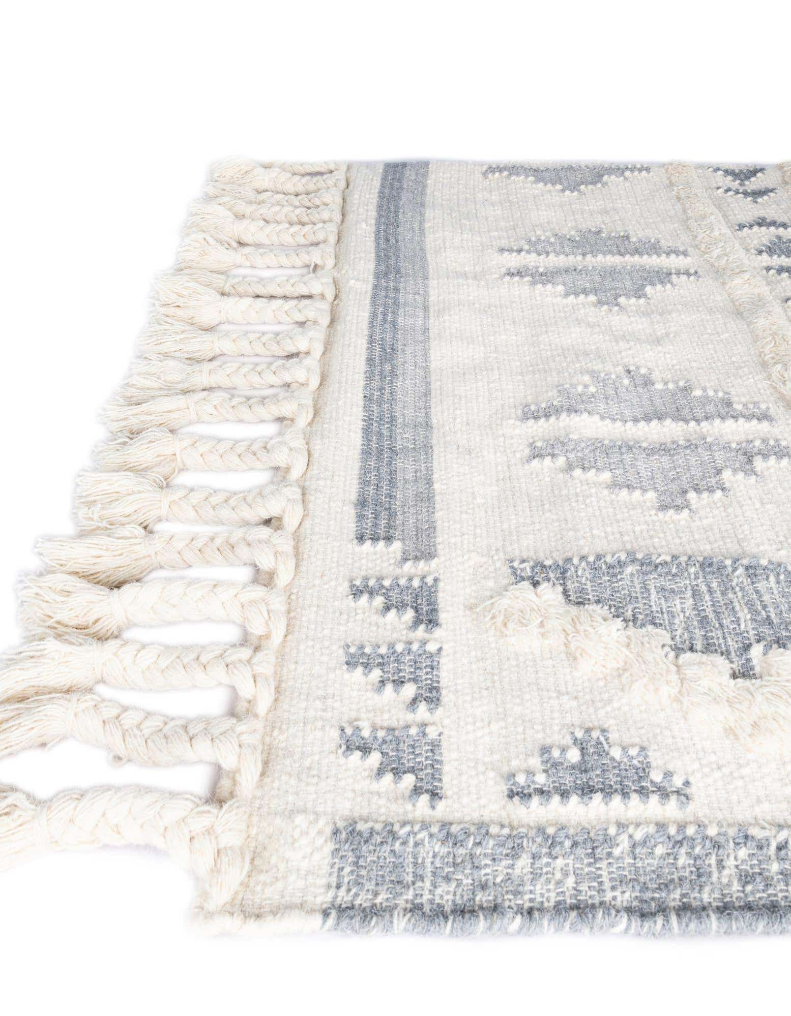 Custom Gray and White Hand Woven Arizona Wool Rug