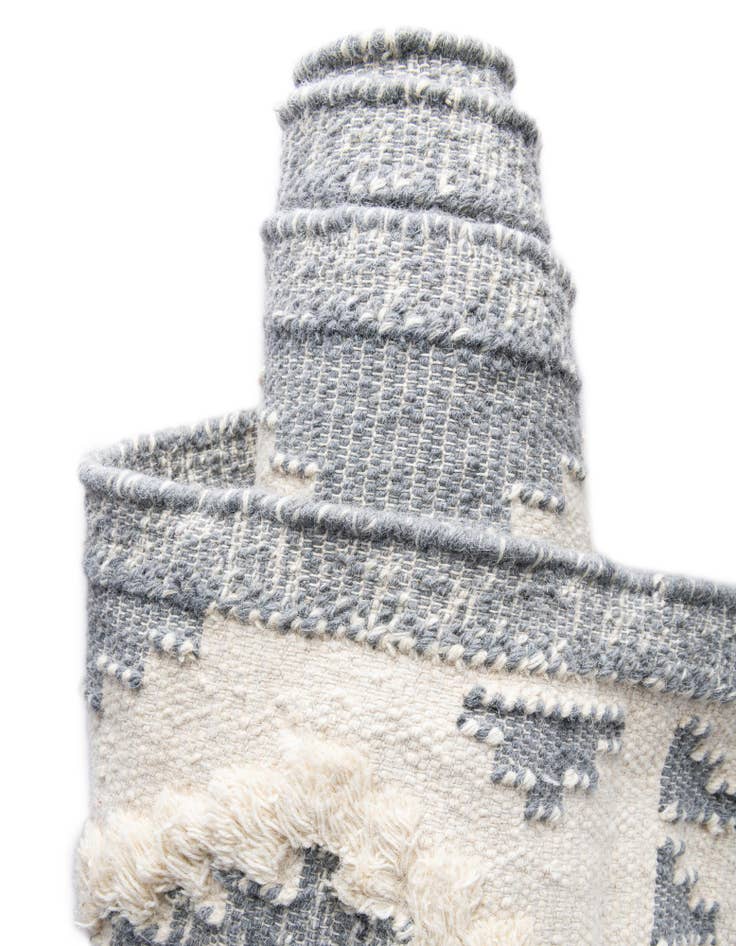 Detail image of Custom Gray and White Hand Woven Arizona Wool Rug