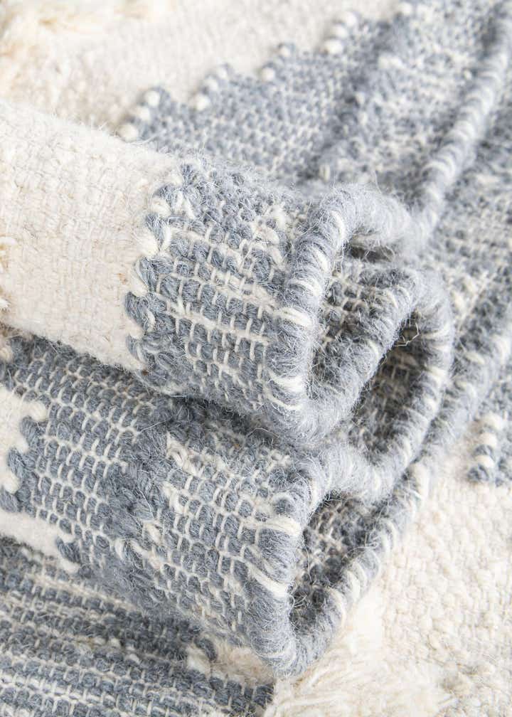 Custom Gray and White Hand Woven Arizona Wool Rug