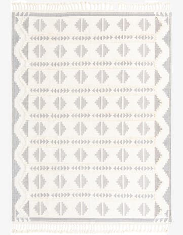 Gray and White Hand Woven Arizona Wool Rug