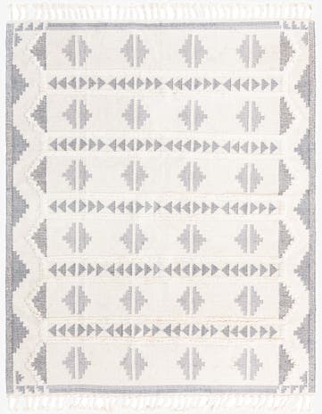 Gray and White Hand Woven Arizona Wool Rug