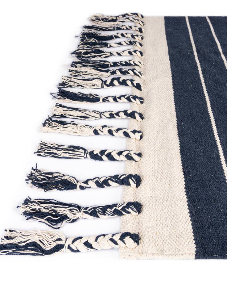 Detail image of Custom Gray and White Hand Woven Chindi Cotton Rug