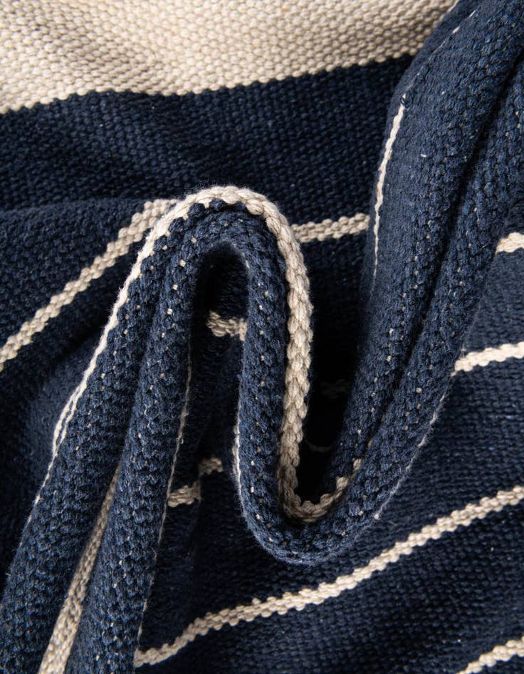 Detail image of Custom Gray and White  Hand Woven Chindi Cotton Rug