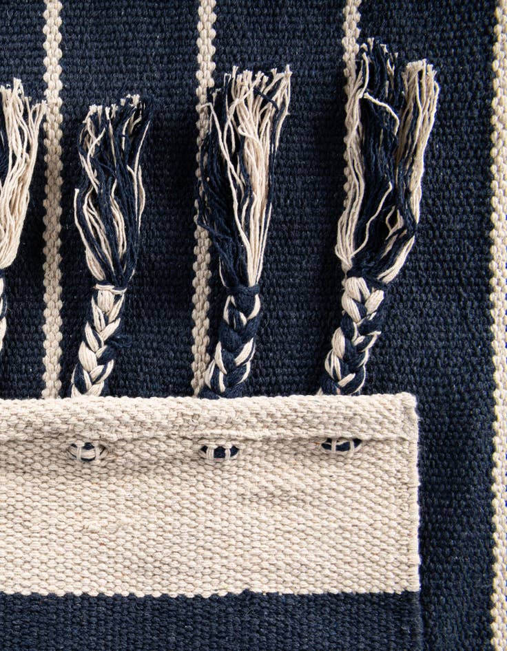 Detail image of Custom Gray and White  Hand Woven Chindi Cotton Rug