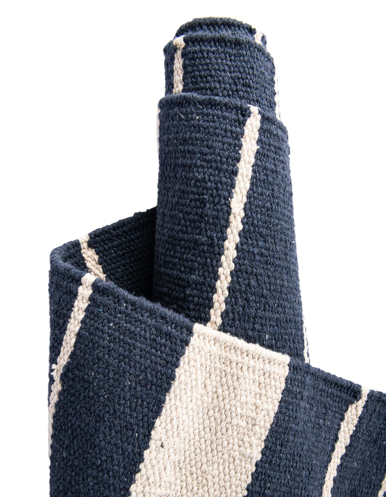 Custom Gray and White Hand Woven Chindi Cotton Rug