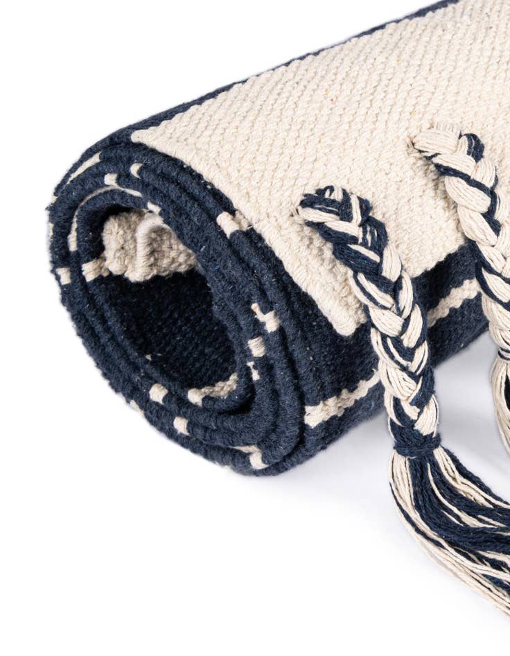 Detail image of Custom Gray and White  Hand Woven Chindi Cotton Rug