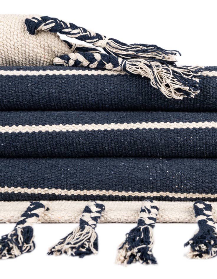 Detail image of Custom Gray and White  Hand Woven Chindi Cotton Rug