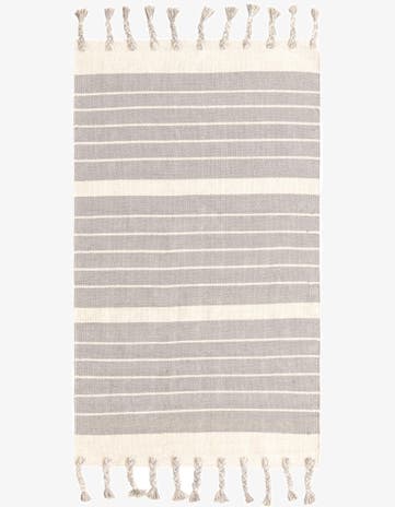 Gray and White Hand Woven Chindi Cotton Rug
