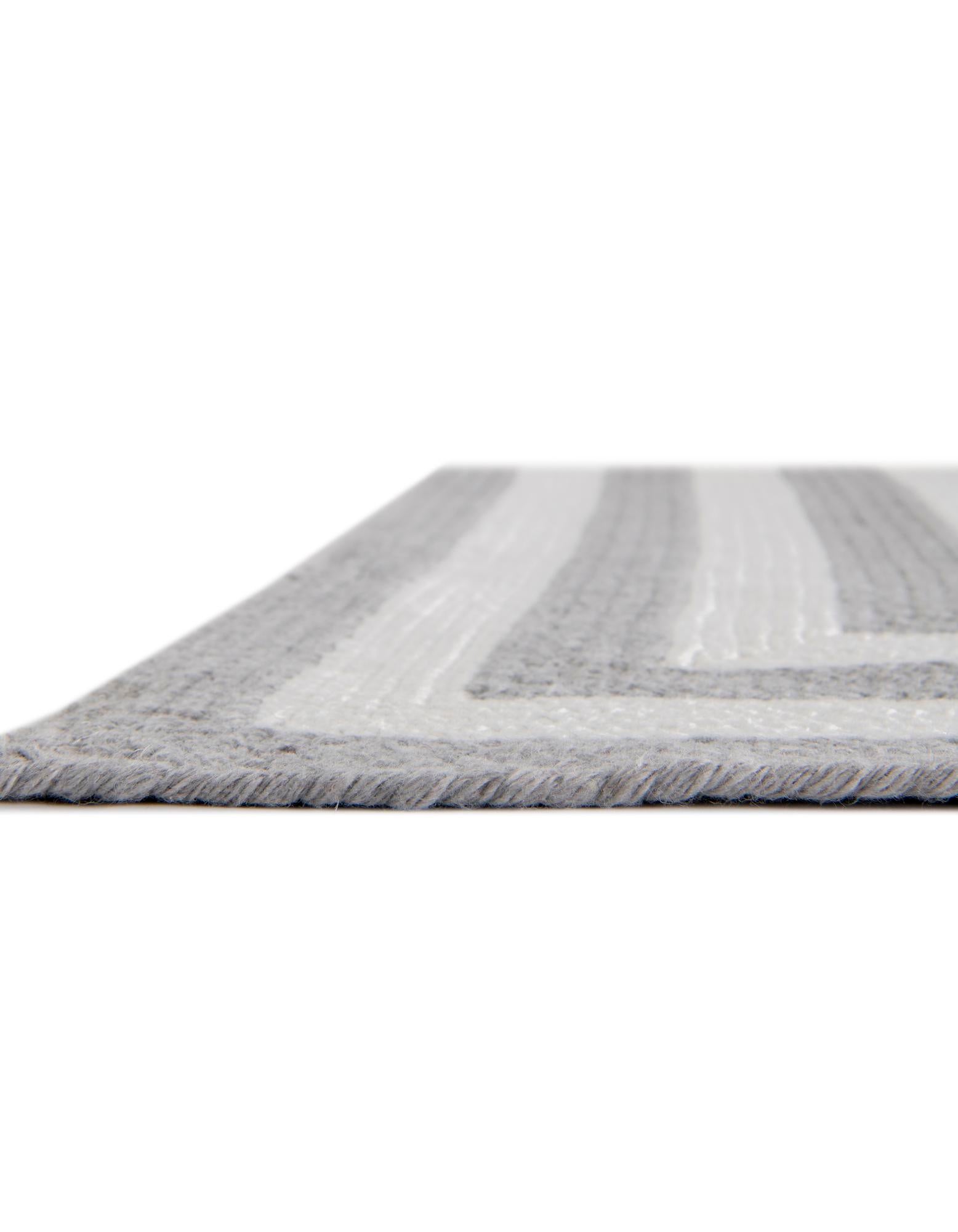 Custom Gray and White  Hand Woven Eco Verse   Washable Indoor / Outdoor Rug