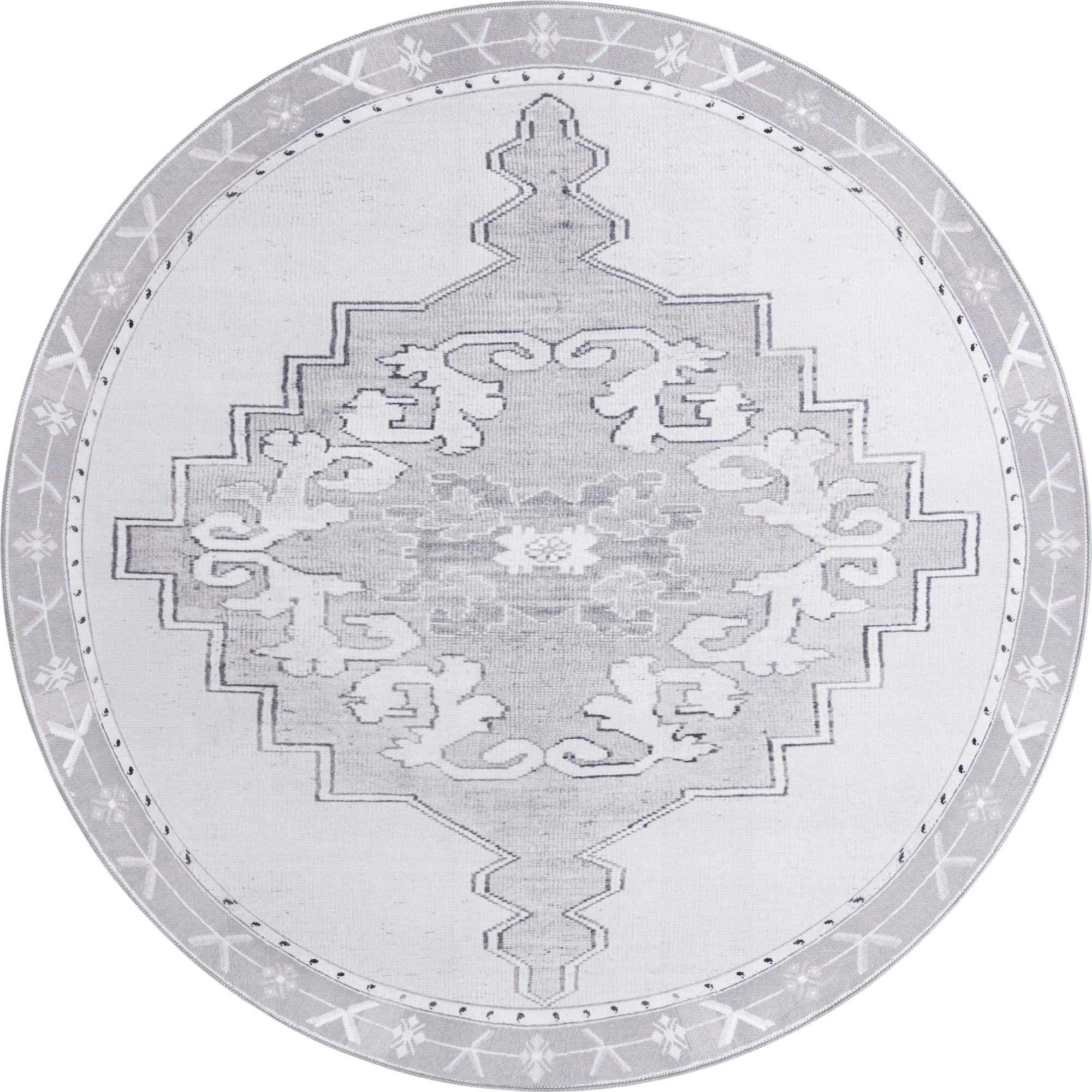 7' 7 x 7' 7 Washable Timeless Round Rug