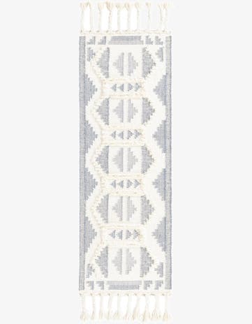 Gray and White Hand Woven Arizona Wool Runner Rug