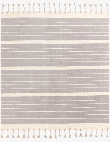 Gray and White Hand Woven Chindi Cotton Square Rug