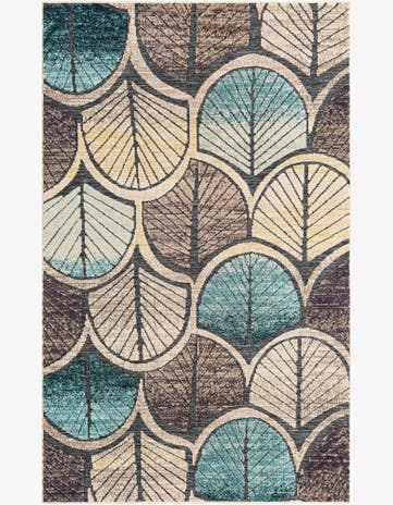 Gray Blue Ivory Easy-Clean Casablanca Indoor / Outdoor Rug