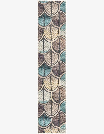 Gray Blue Ivory Easy-Clean Casablanca Indoor / Outdoor Runner Rug