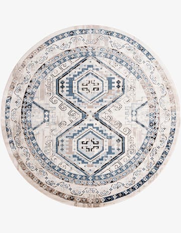 Gray Blue Charlotte Round Rug