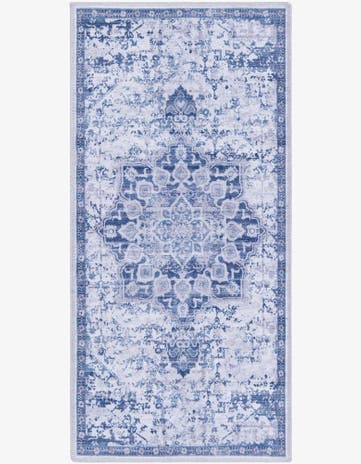 Gray Blue Washable Renaissance Runner Rug
