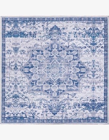 Gray Blue Washable Francesca Square Rug