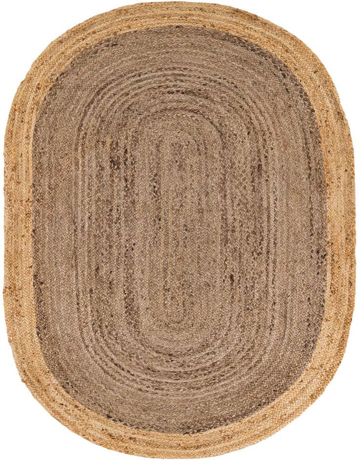 Detail image of 5' 3 x 8'  Hand Braided Jute Oval Rug