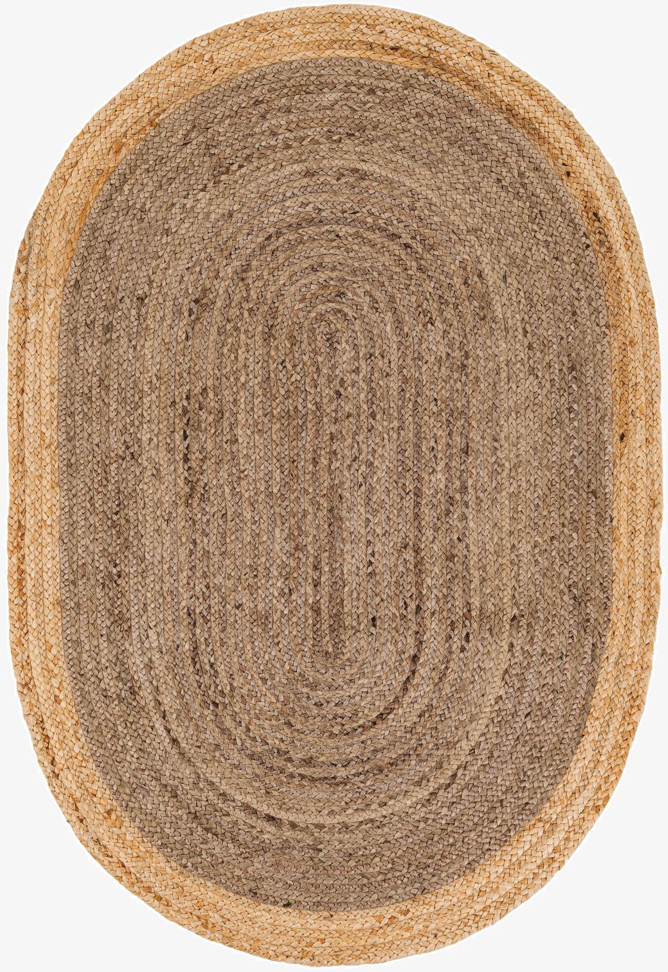 4' 1 x 6' 1  Hand Braided Jute Oval Rug