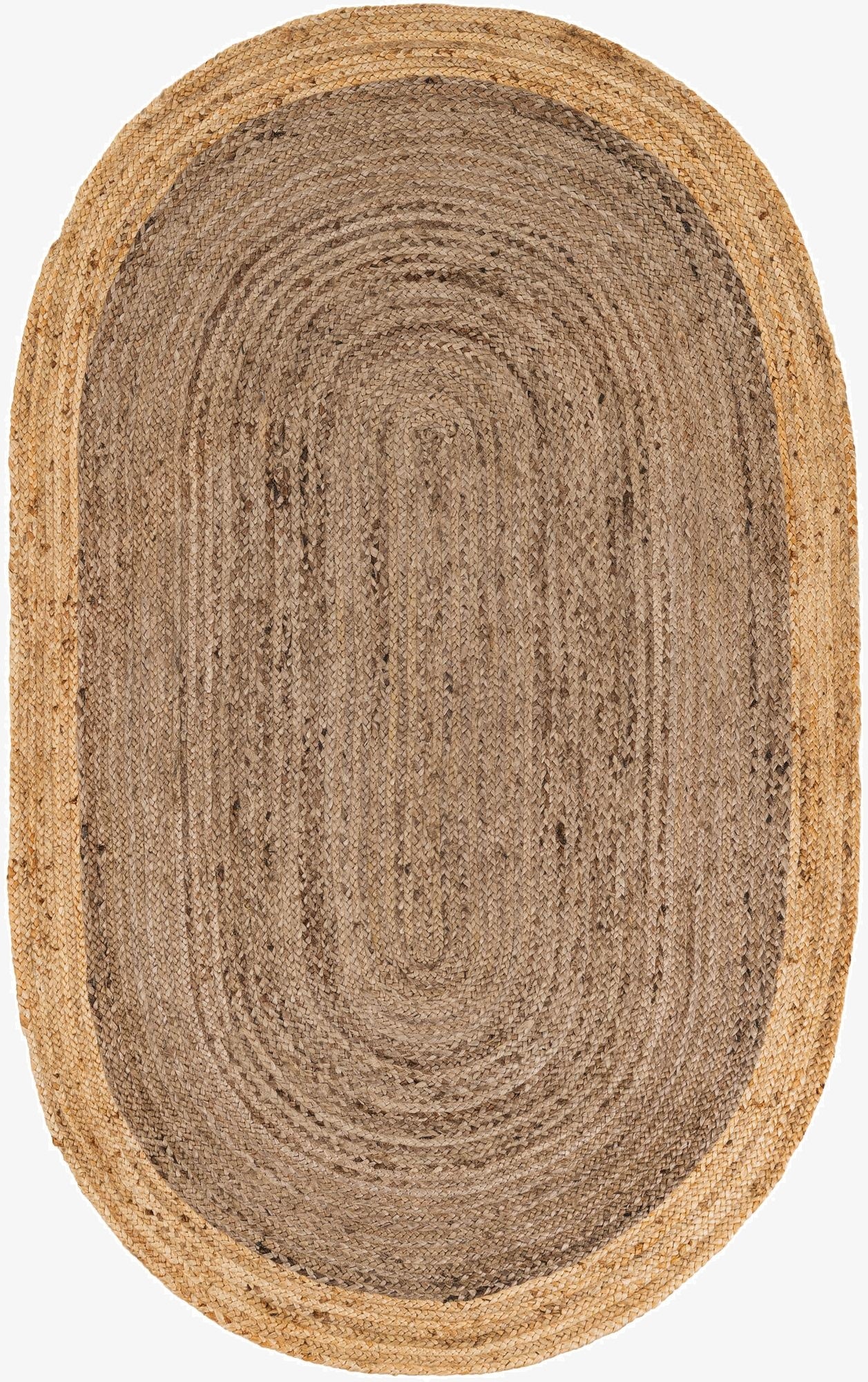 5' 3 x 8'  Hand Braided Jute Oval Rug