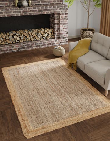 Gray Brown Handmade Braided Jute Rug