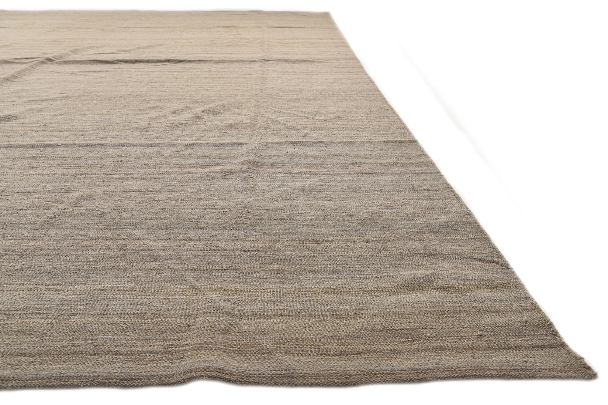 13' 8 x 16' Hand Woven Kilim Modern Wool Rug