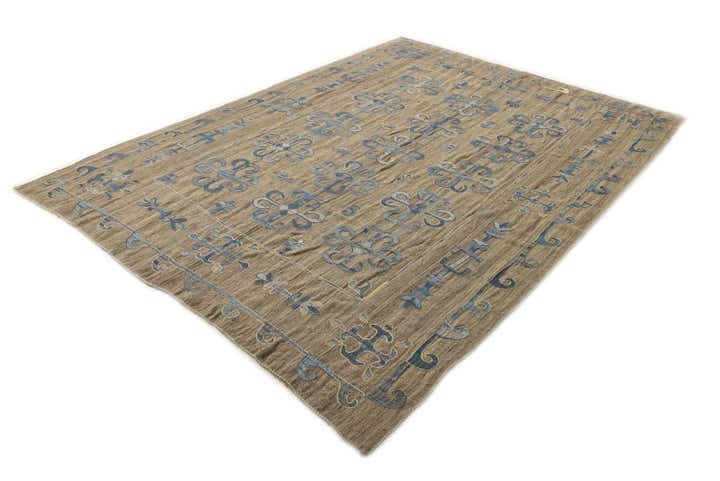 6' 7 x 9' Hand Woven Kilim Suzani Wool Rug