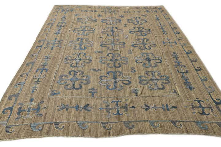 6' 7 x 9' Hand Woven Kilim Suzani Wool Rug