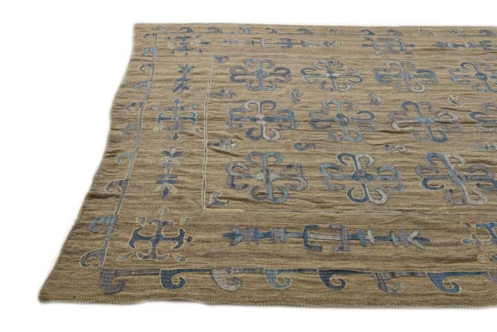 6' 7 x 9' Hand Woven Kilim Suzani Wool Rug