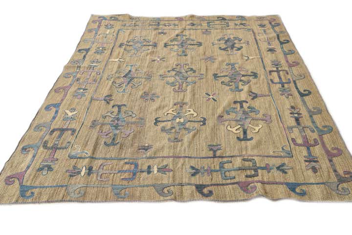 5' 9 x 7' Hand Woven Kilim Suzani Wool Rug