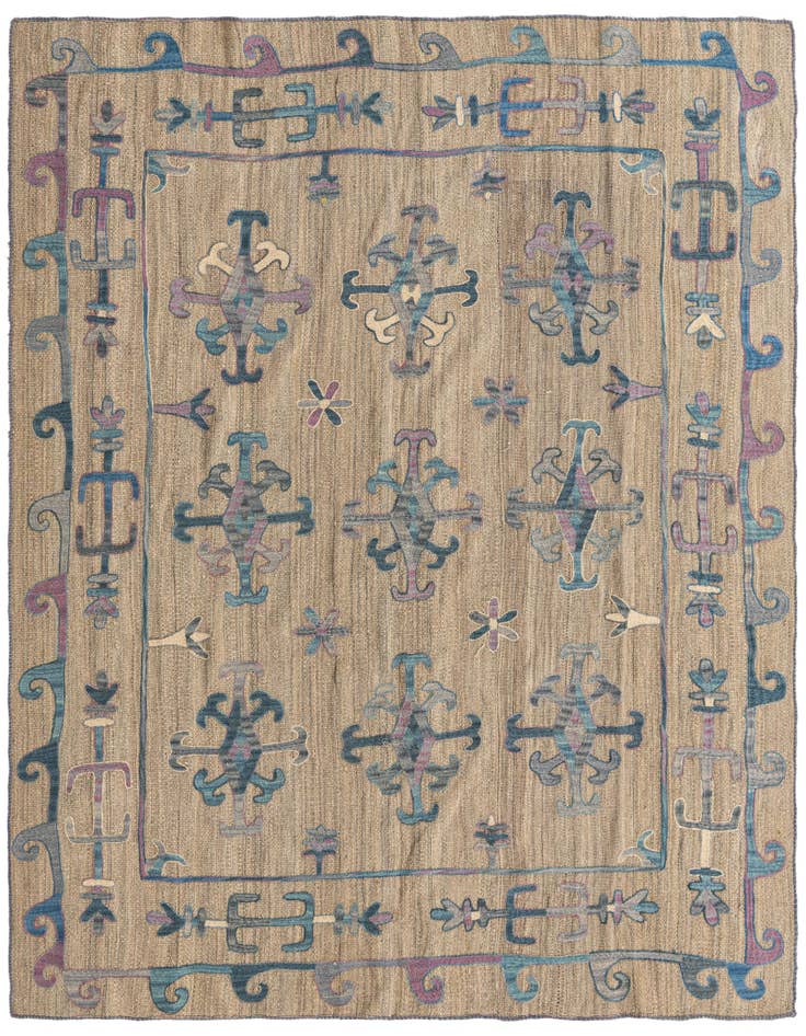 Detail image of 5' 9 x 7' Hand Woven Kilim Suzani Wool Rug