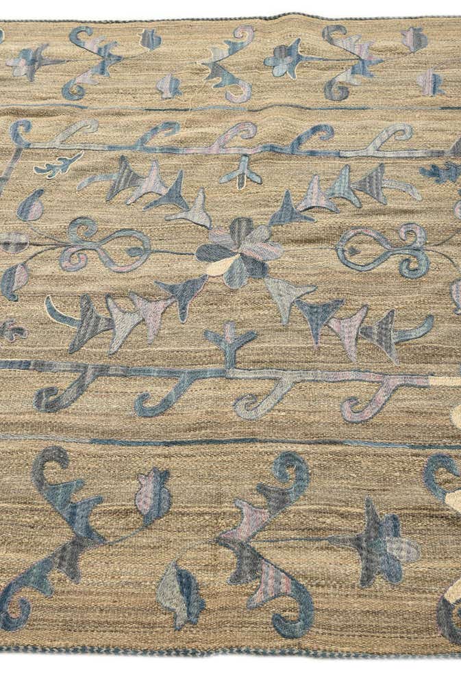 5' 2 x 6' 5 Hand Woven Kilim Suzani Wool Rug