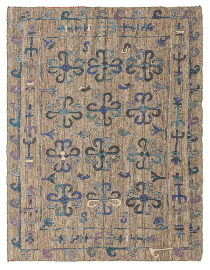 Detail image of 5' 10 x 7' 7 Hand Woven Kilim Suzani Wool Rug