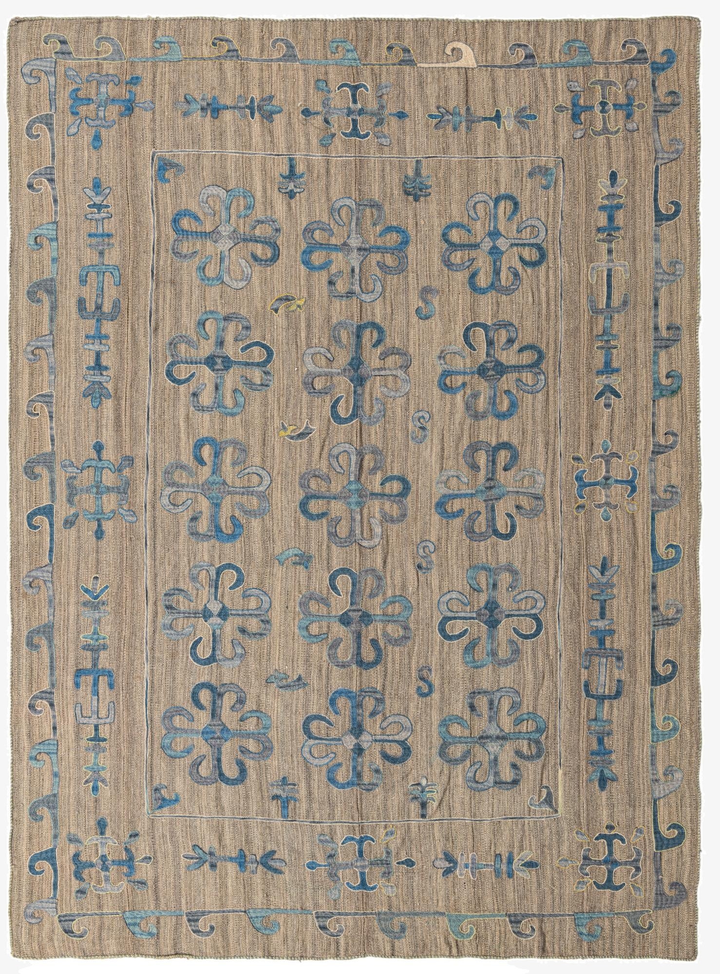 6' 7 x 9'  Hand Woven Kilim Suzani Wool Rug