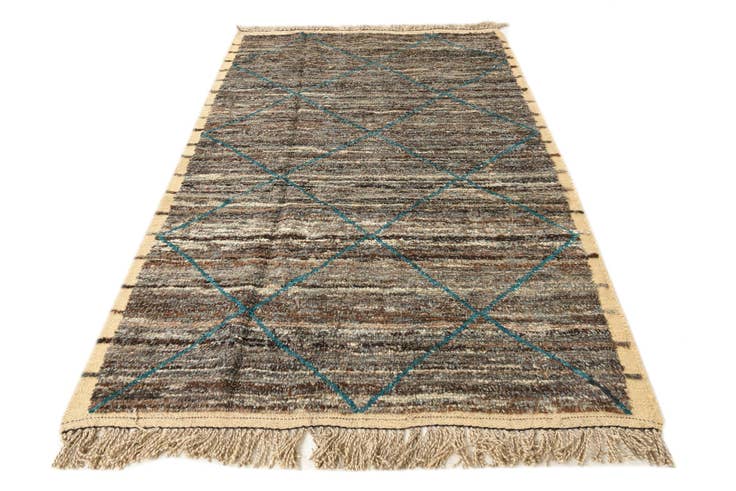 Detail image of 5' 3 x 8' 6 Hand Knotted Moroccan Wool Rug