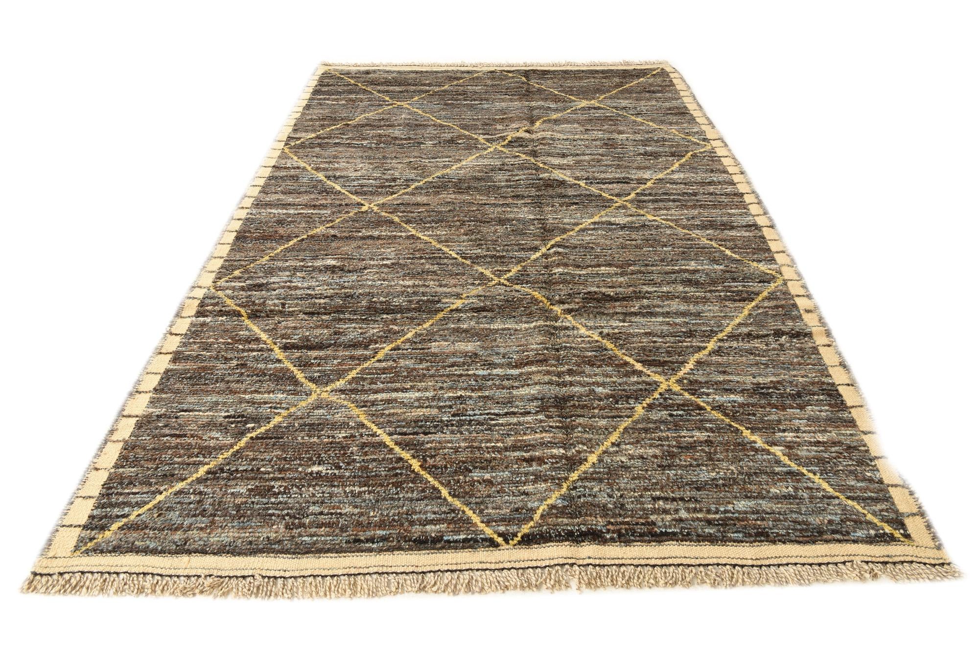 6' 3 x 9' 8 Hand Knotted Moroccan Wool Rug