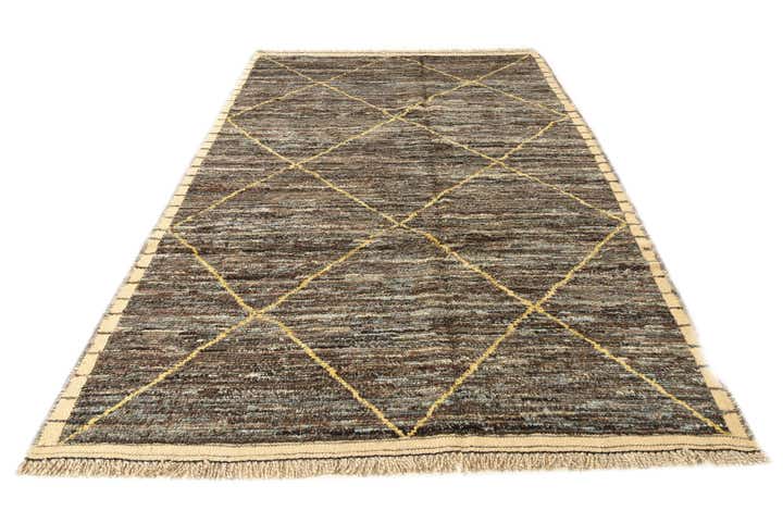 6' 3 x 9' 8 Hand Knotted Moroccan Wool Rug