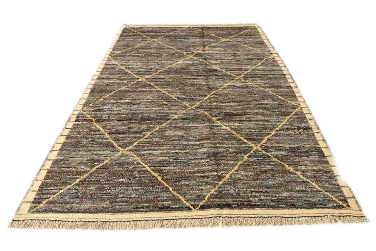 Detail image of 6' 3 x 9' 8 Hand Knotted Moroccan Wool Rug