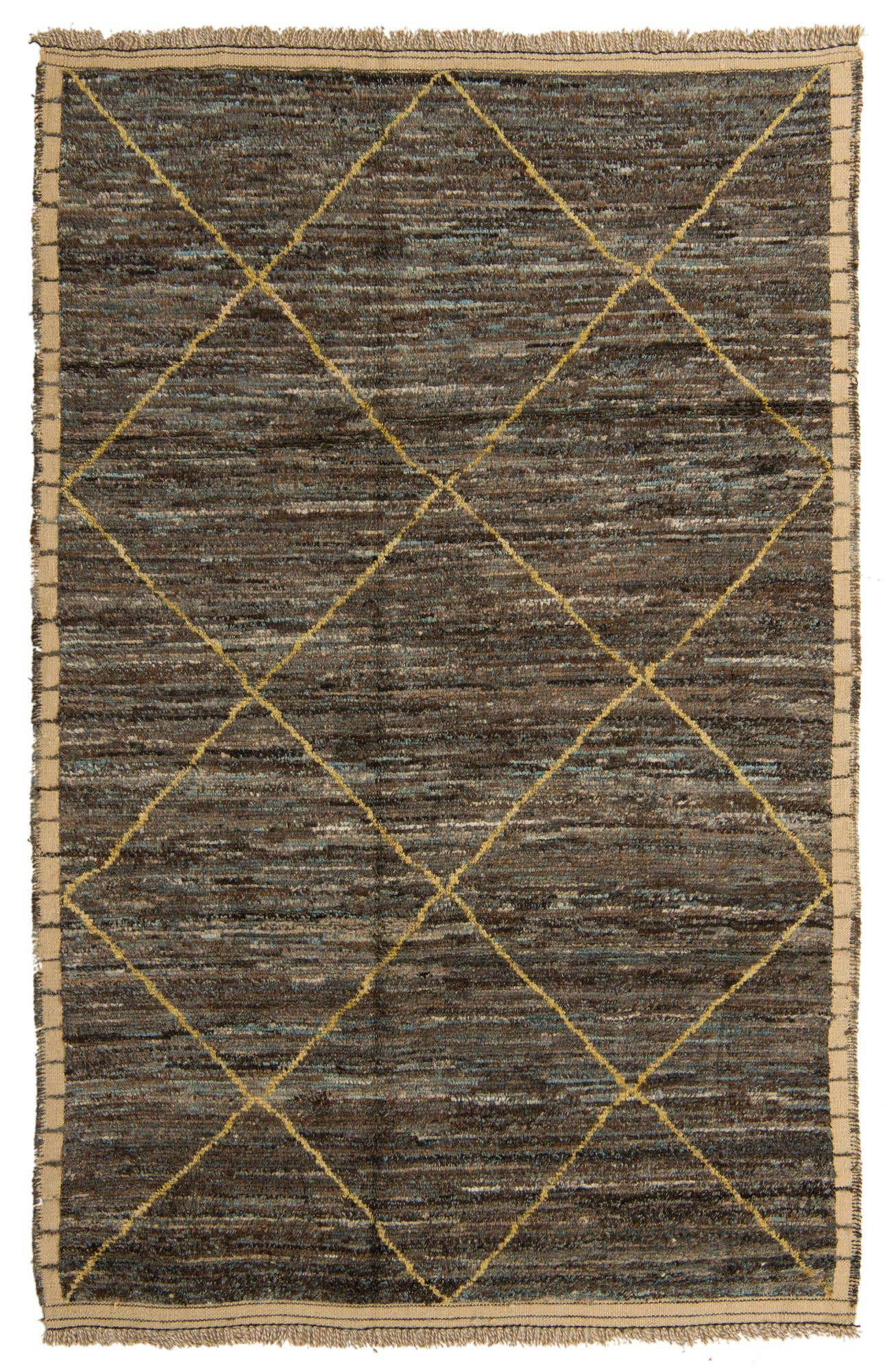 6' 3 x 9' 8 Hand Knotted Moroccan Wool Rug
