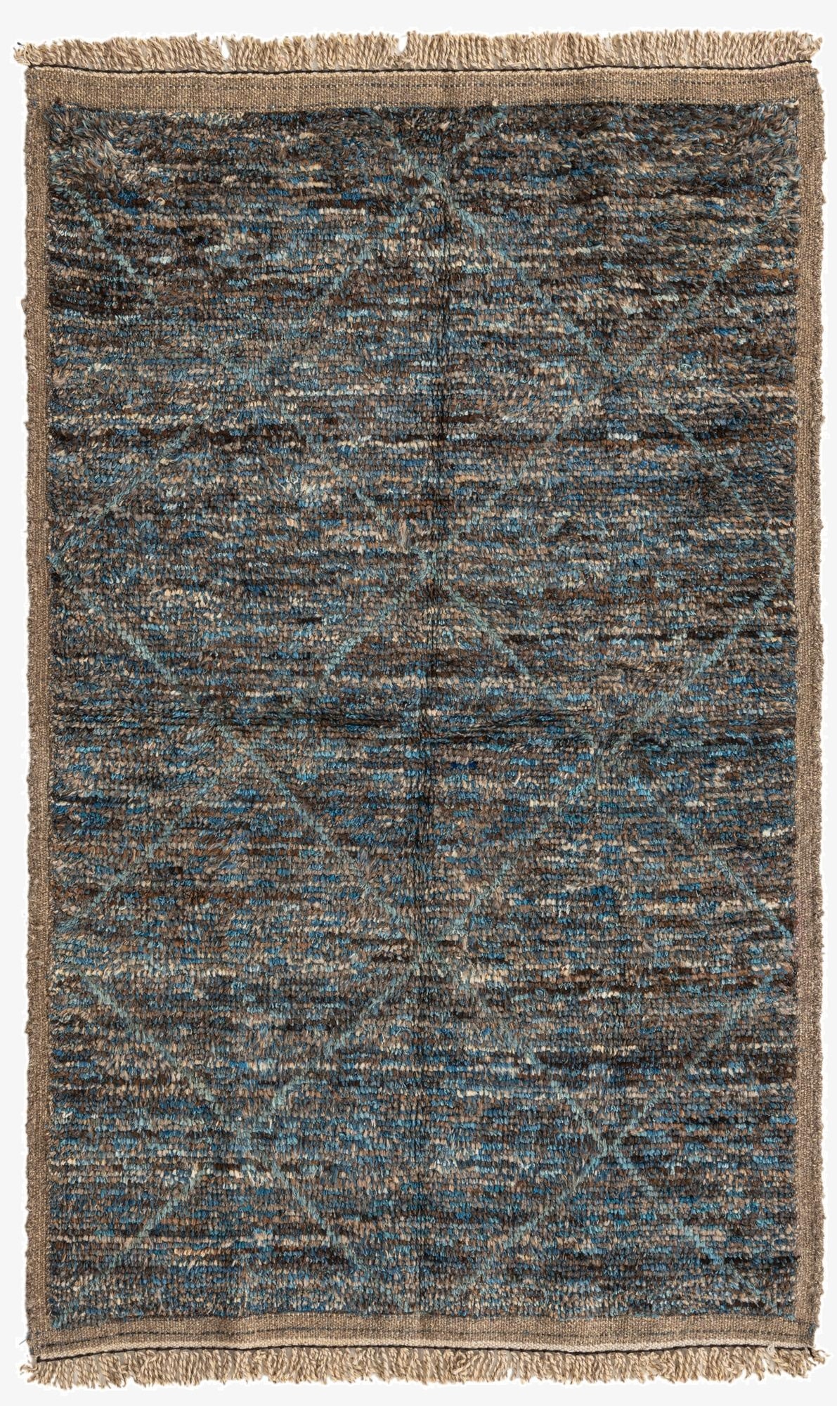 4' 2 x 6' 8  Hand Knotted Moroccan Wool Rug