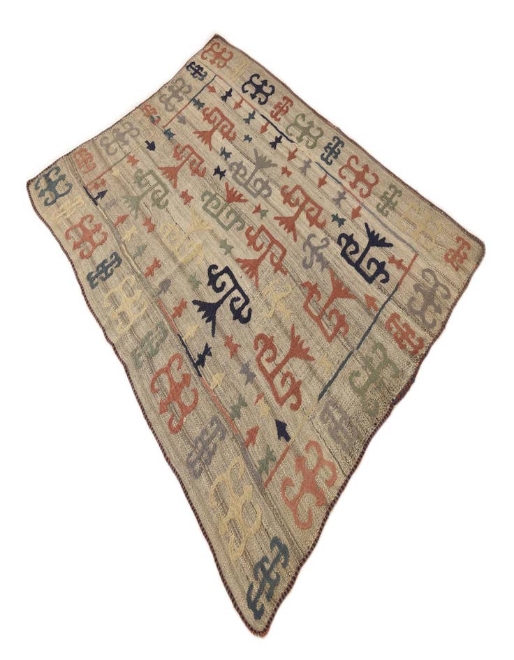 Detail image of 4' 10 x 5' 4  Hand Woven Kilim Suzani Wool Square Rug