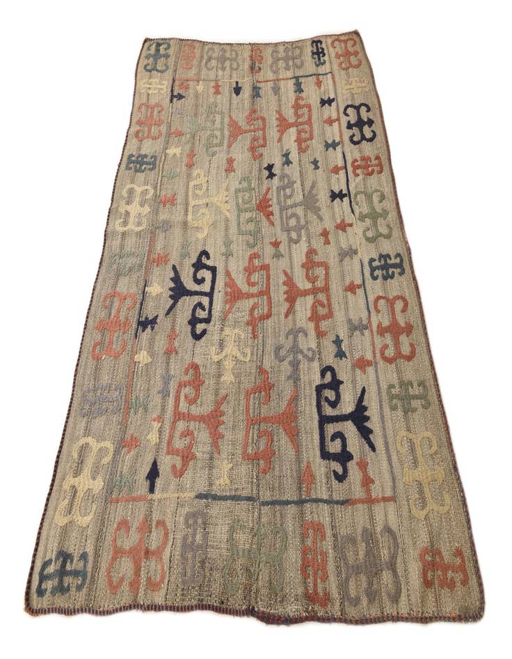 Detail image of 4' 10 x 5' 4  Hand Woven Kilim Suzani Wool Square Rug